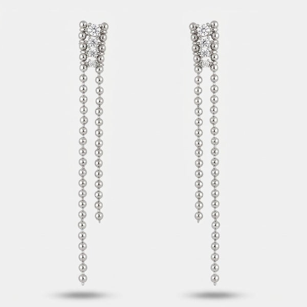 Orecchini argento 925 lunghi con zircone - BYSIMON gioielli