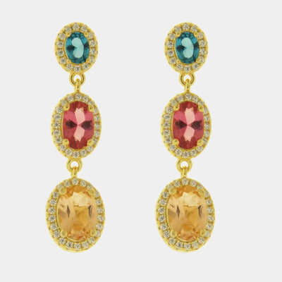 Orecchini argento 925 zirconi pendenti colorati - BYSIMON gioielli