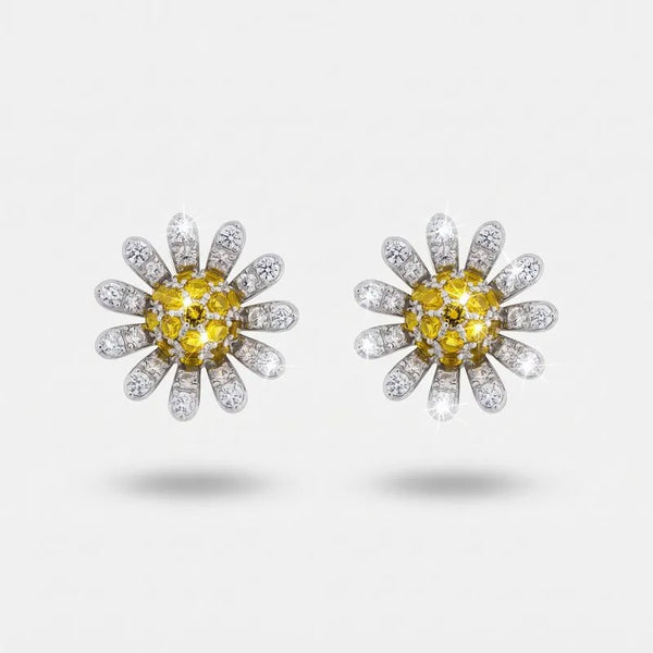 Orecchini in Argento 925 Margherita petali pavè zirconi