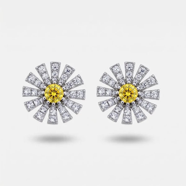 Orecchini in Argento 925 Margherita pavè centro giallo