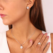 Set in Argento 925 set con perle e zirconi bianchi