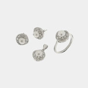 Set in Argento 925 set con perle e zirconi bianchi
