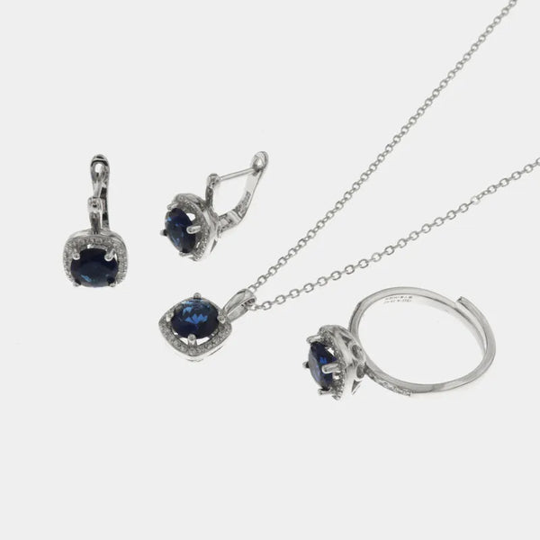 Set in Argento 925 Set di zirconi zaffiro