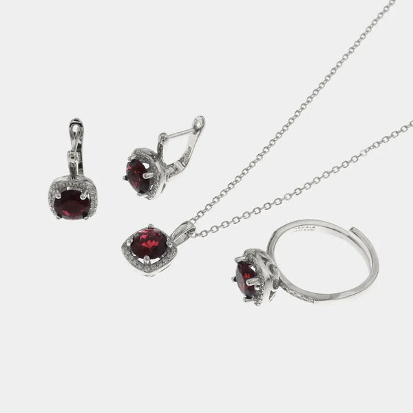 Set in Silver 925. Set of ruby ​​zircons