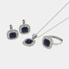 Set in Argento 925 con forma quadrata impreziosita da zirconi blu e bianchi