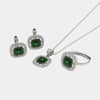 Set in Argento 925 con forma quadrata impreziosita zirconi verdi e bianchi