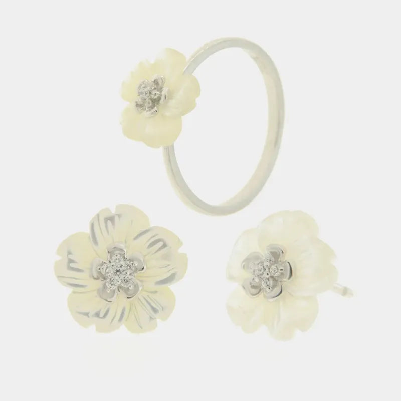 Set in Argento 925 con fiore e zinconi