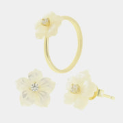 Set in Argento 925 con fiore e zircone