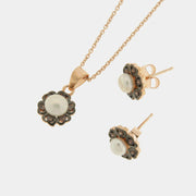 Set in Argento 925 fiore in stile antico con perla