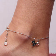 Cavigliera in Argento con orsetto pendente e cristallo bianco