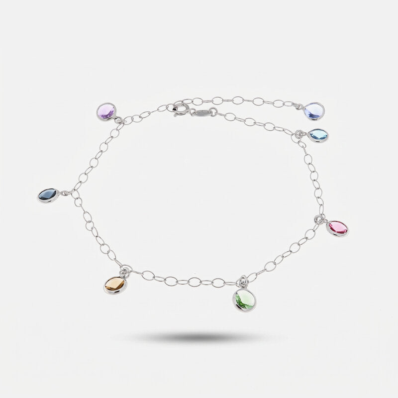 Cavigliera in Argento con cristalli pendenti colorati - cavigliera donna BYSIMON