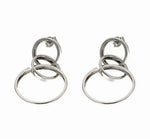 Orecchini in Argento 925 pendenti con cerchi uniti lisci