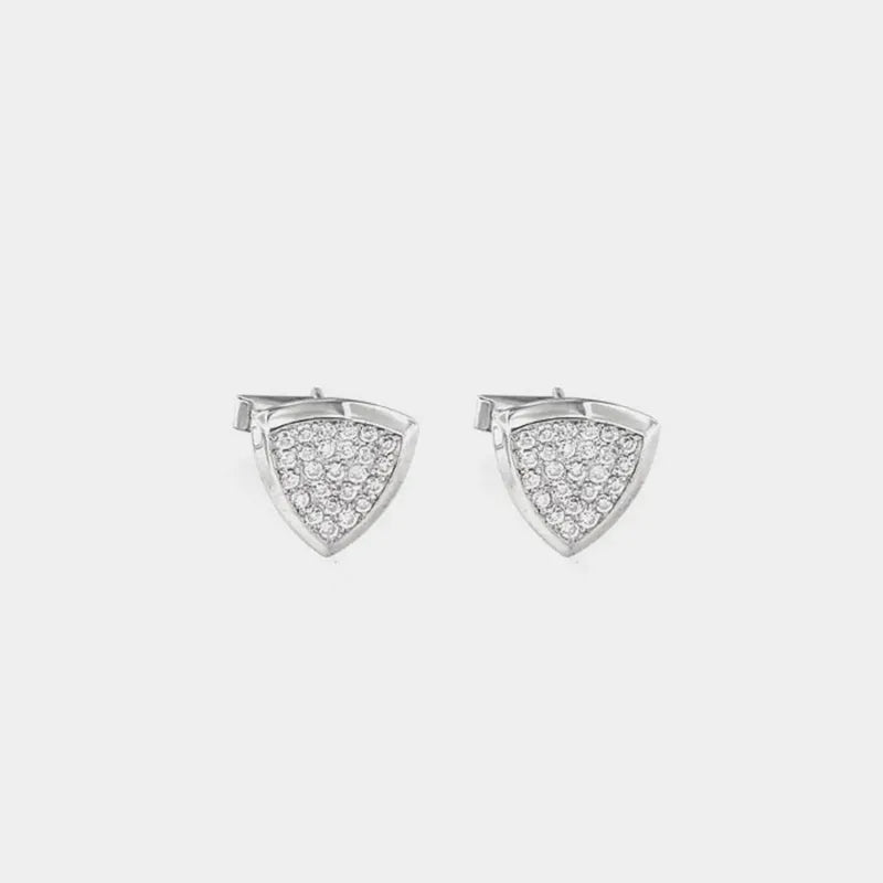 Gemelli in Argento 925 a forma triangolare con cornice,  impreziosito da pavè di zirconi bianchi