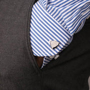 925 Silver triangular-shaped cufflinks with frame, embellished with white zircon pavé