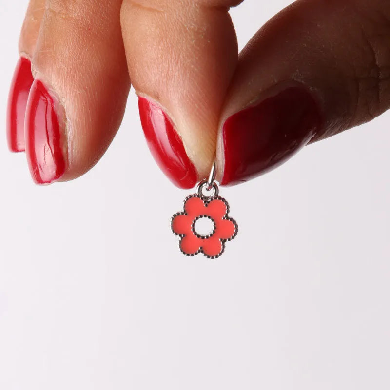 Ciondolo in Argento 925 a forma di fiore con smalto rosa BYS - gioiello BySimon