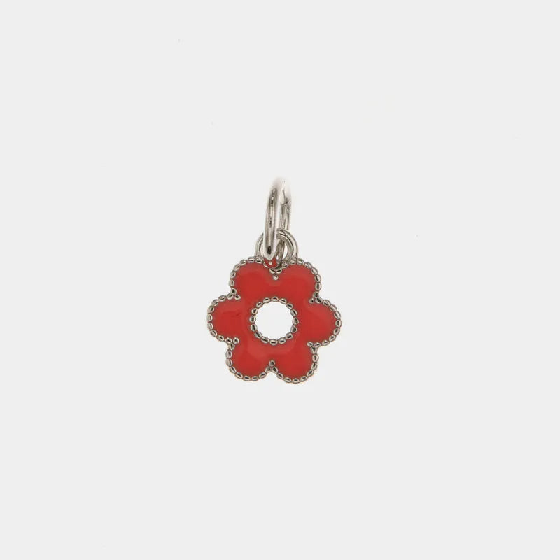 Ciondolo in Argento 925 a forma di fiore con smalto rosa BYS - gioiello BySimon