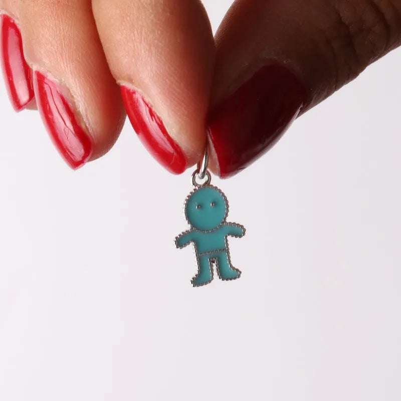 Ciondolo in Argento 925 a forma di bambino con smalto azzurro BYS - gioiello BySimon