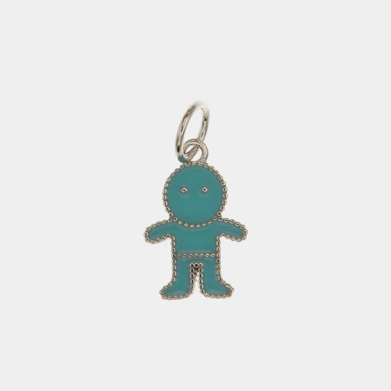 Ciondolo in Argento 925 a forma di bambino con smalto azzurro BYS - gioiello BySimon