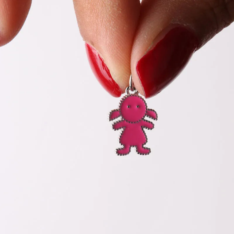 Ciondolo in Argento 925 a forma di bambina con smalto rosa BYS - gioiello BySimon