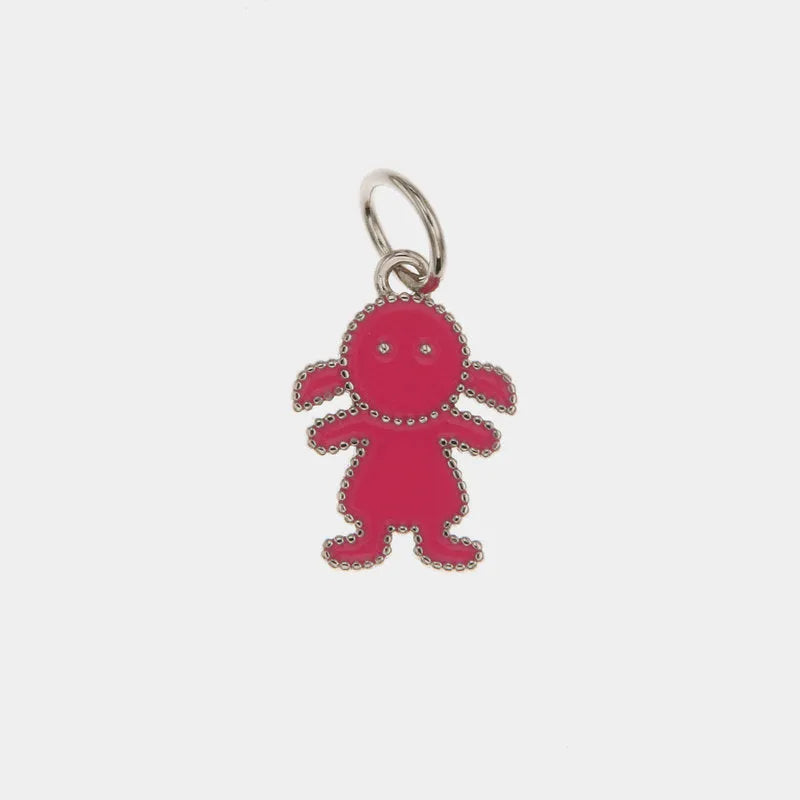 Ciondolo in Argento 925 a forma di bambina con smalto rosa BYS - gioiello BySimon