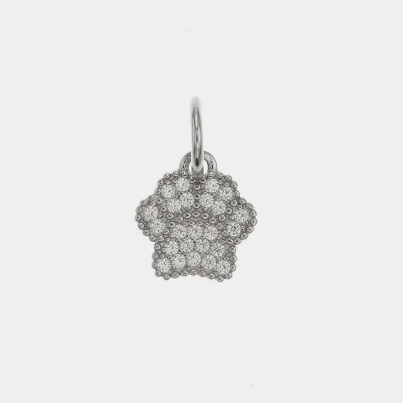 Ciondolo in Argento 925 a forma di zampetta di animale in con zirconi bianchi BYS - gioiello BySimon