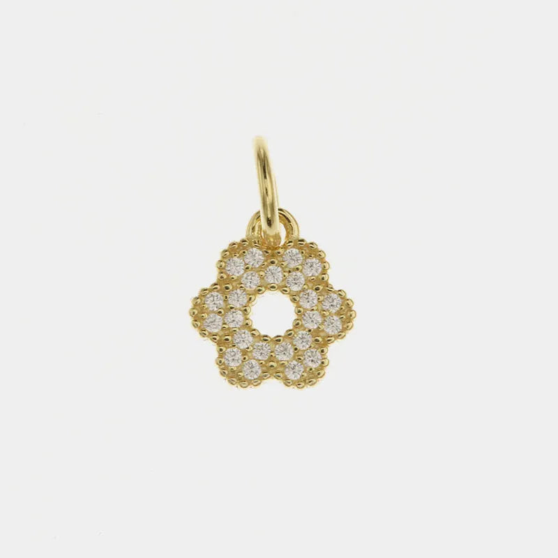 Ciondolo in Argento 925 a forma di fiore con zirconi bianchi placcato oro giallo BYS - gioiello BySimon