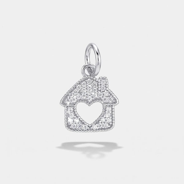 Ciondolo in Argento 925 a forma di casa con zirconi bianchi BYS - gioiello BySimon