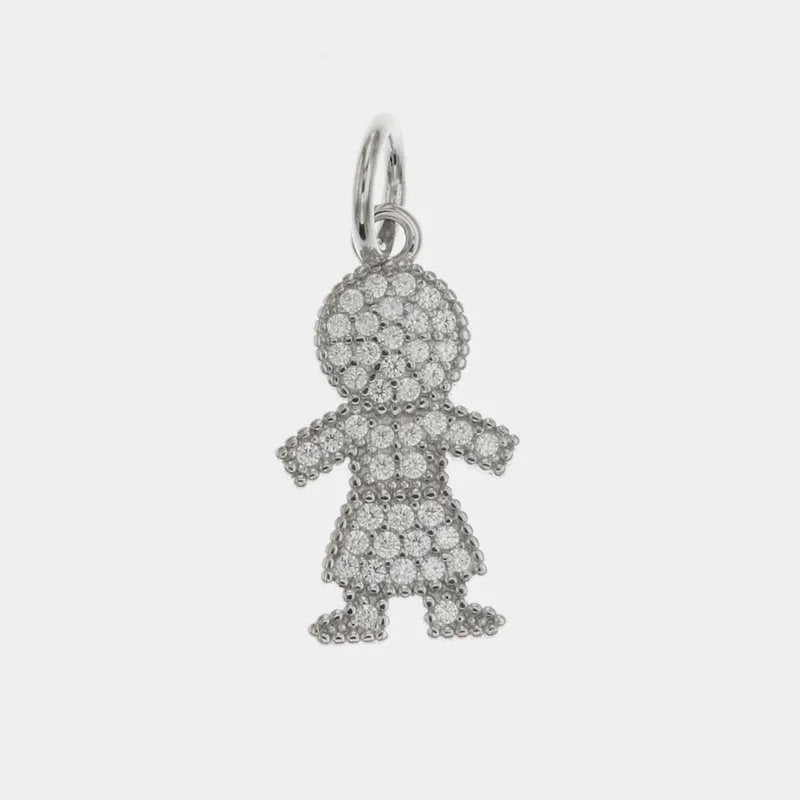 Ciondolo in Argento 925 a forma di mamma con zirconi bianchi BYS - gioiello BySimon