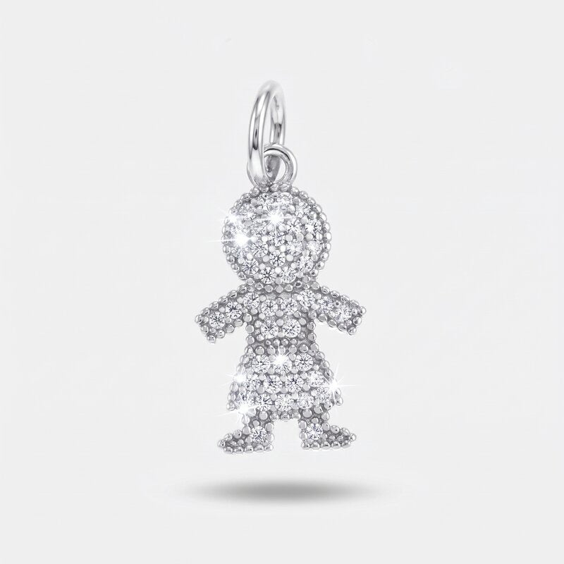 Ciondolo in Argento 925 a forma di mamma con zirconi bianchi BYS - gioiello BySimon