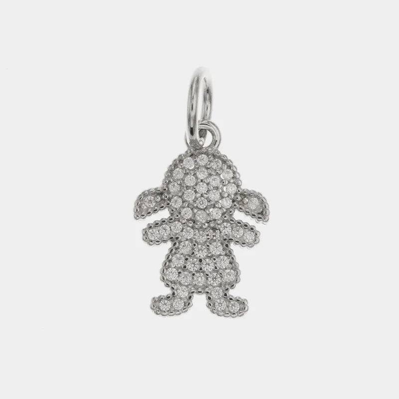 Ciondolo in Argento 925 a forma di bimba con zirconi bianchi - BYSIMON gioielli