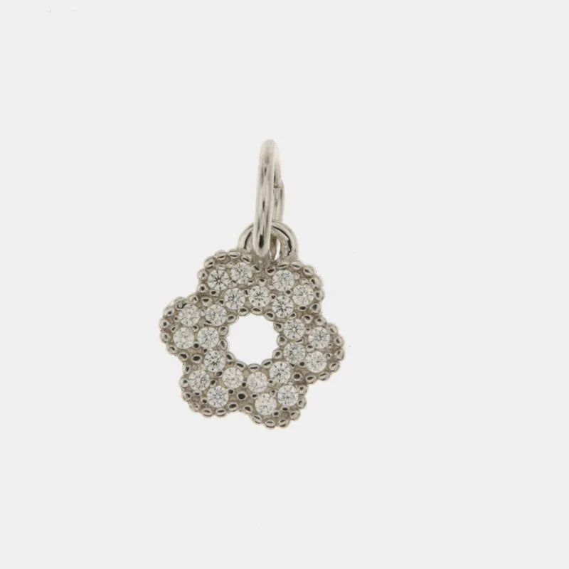 Ciondolo in Argento 925 ciondolo a forma di fiore tempestato da zirconi bianchi BYS - gioiello BySimon