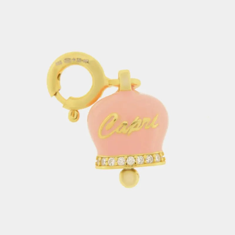 Ciondolo in Argento 925 campanella con scritta capri rosa