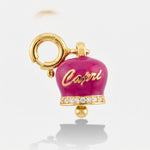 Ciondolo in Argento 925 campanella scritta capri  fucsia