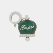 Ciondolo in Argento 925 campanella scritta capri  verde