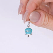 Ciondolo in Argento 925  campanella con scritta capri verde acqua