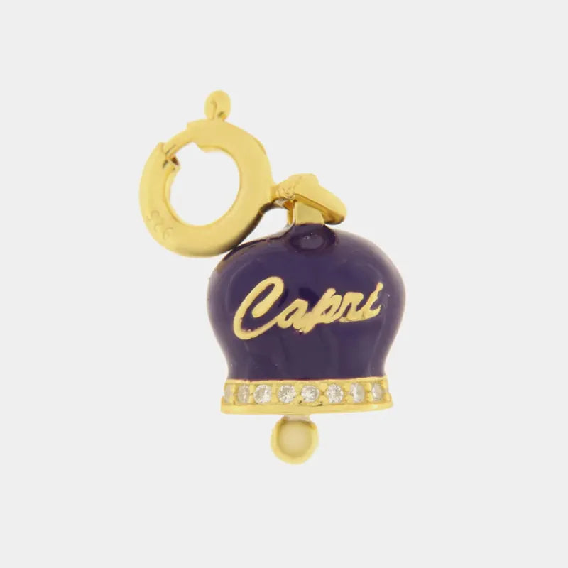 Ciondolo in Argento 925 campanella con scritta capri prugna