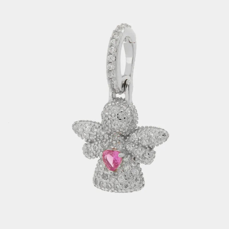 Ciondolo in Argento 925 con angelo e cuore rosa BYSIMON - gioiello BySimon