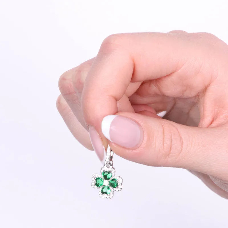Ciondolo in Argento 925 con quadrifoglio verde BYSIMON - gioiello BySimon