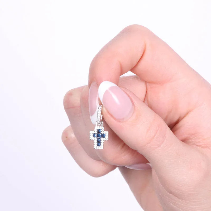 Ciondolo in Argento 925 con croce blu