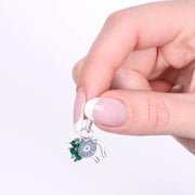 Ciondolo in Argento 925 con quadrifoglio, occhio portafortuna e ferro di cavallo