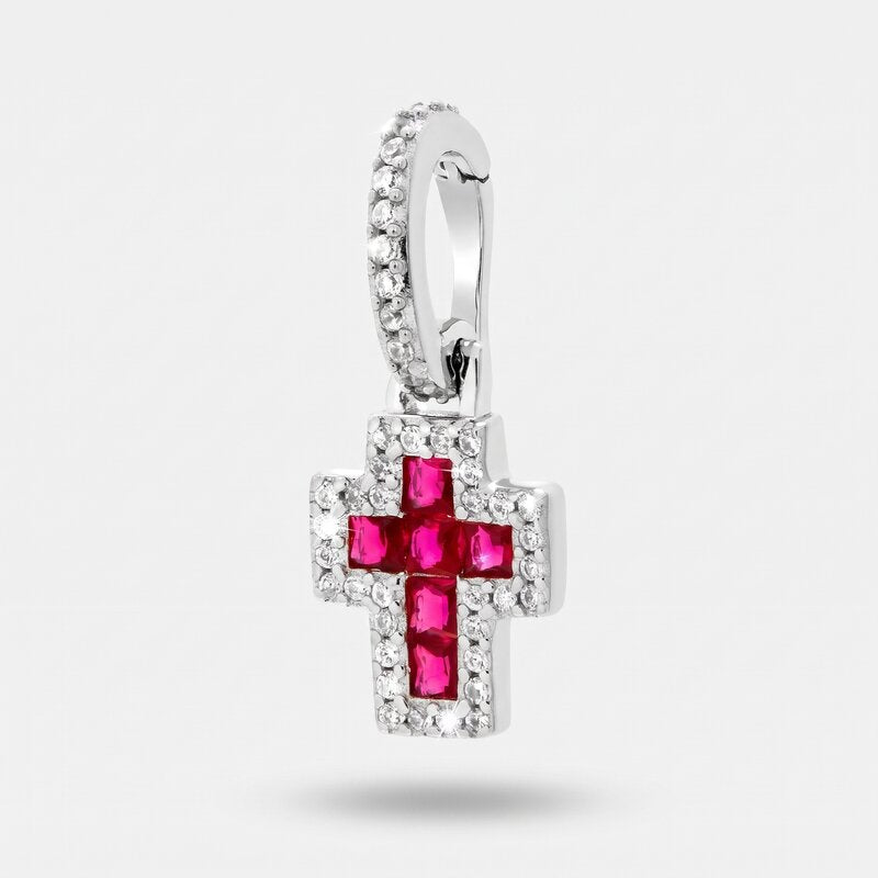 Ciondolo in Argento 925 con croce rossa - BYSIMON gioielli