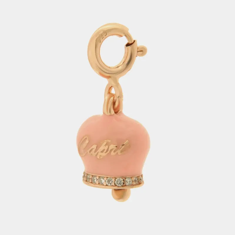 Ciondolo in Argento 925 campanella con scritta capri rosa