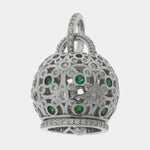 Ciondolo in Argento 925 con campanella e zirconi verdi