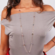 Collana in Argento 925 catena lunga con cristalli multicolore