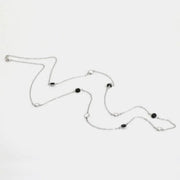 Collana in Argento 925 catena lunga con punti luce sparsi di cristalli neri