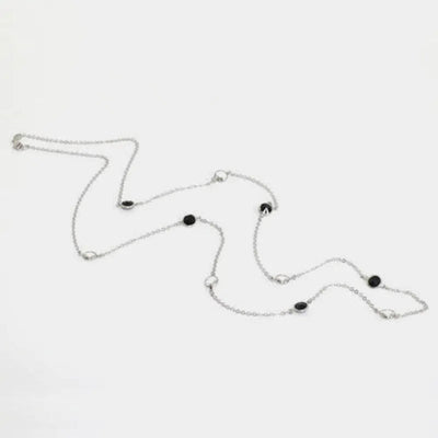 Collana in Argento 925 catena lunga con punti luce sparsi di cristalli neri - BYSIMON gioielli
