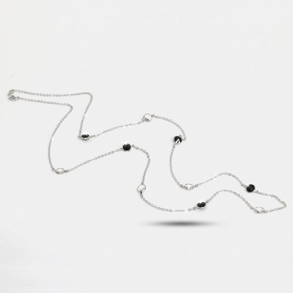 Collana in Argento 925 catena lunga con punti luce sparsi di cristalli neri - BYSIMON gioielli
