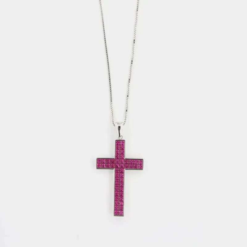 Collana in Argento 925 con pendente croce zirconata