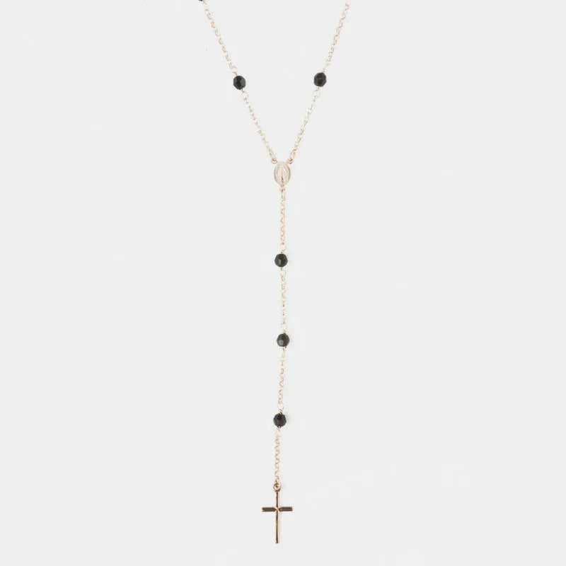 Collana in Argento 925 rosario a perline nere.