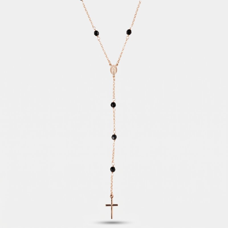 Collana in Argento 925 rosario a perline nere. - BYSIMON gioielli